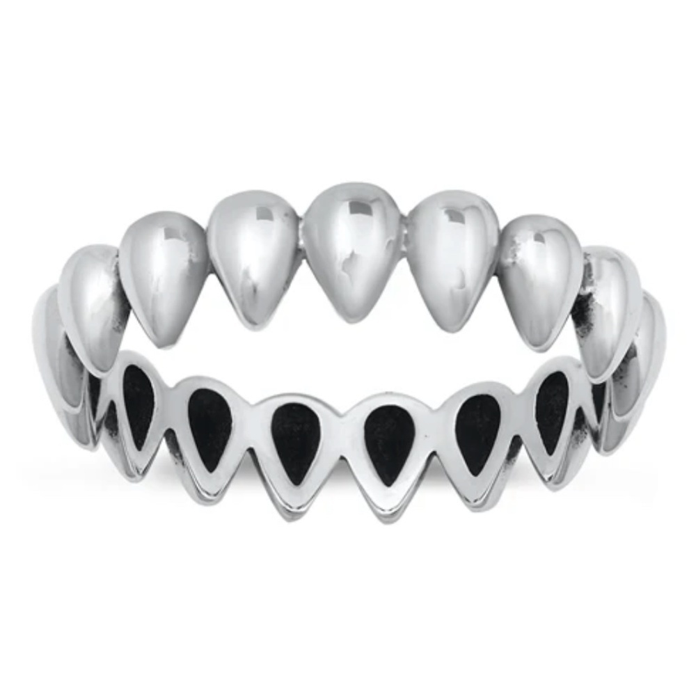 Sterling Silver Droplet Band Ring โ Size 7.5